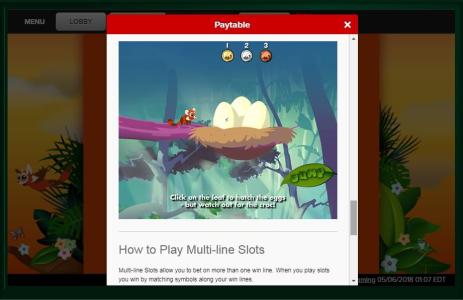Jungle Jump Slot Machine How to Play Screen