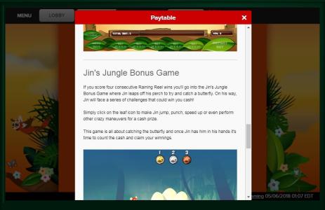 Jungle Jump Slot Machine Bonus Game Screen