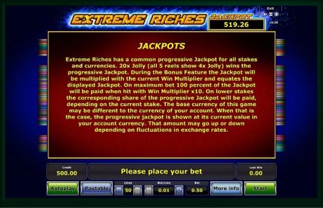 Extreme Riches Slot Machine Jackpot Payout Screen