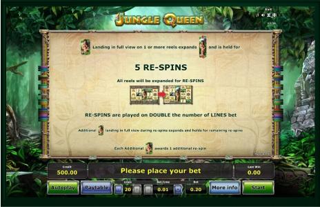 Jungle Queen Slot Machine Free Spins Bonus Screen