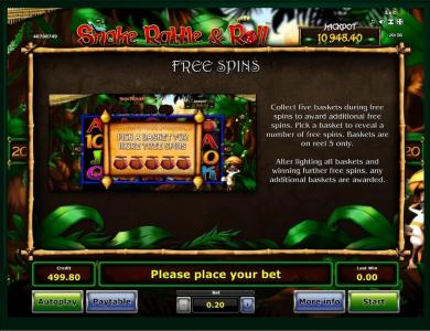 Snake Rattle and Roll Slot Machine Free Spins Bonus Screen