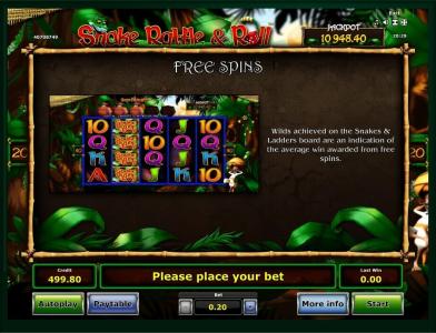 Snake Rattle and Roll Slot Machine Free Spins Bonus Screen