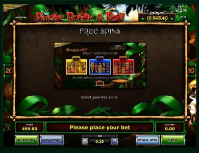 Snake Rattle and Roll Slot Machine Free Bonus Screen