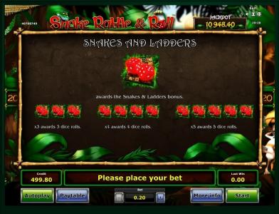 Snake Rattle and Roll Slot Machine Bonus Game Screen