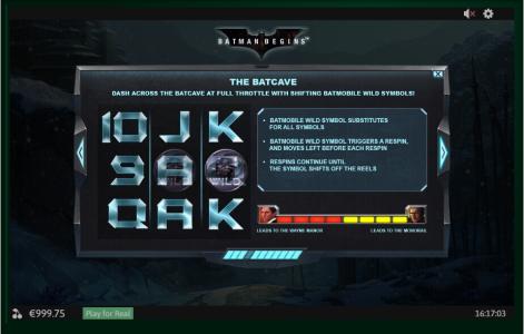 Batman Begins Slot Machine Shifting Wild Symbols Screen