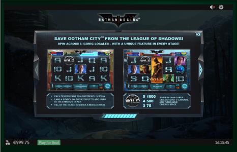 Batman Begins Slot Machine Game Feature Screen