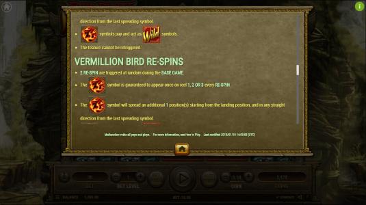 Four Divine Beasts Slot Machine Re-Spins Feature Screen