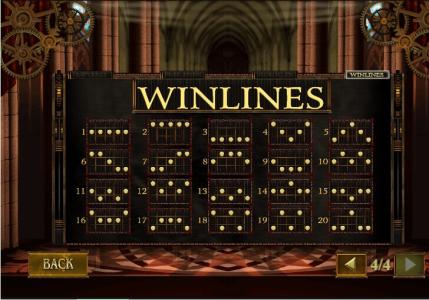 Da Vincis Vault Slot Machine Paylines Screen