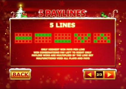 Christmas Jackpot Bells Slot Machine Paylines Screen