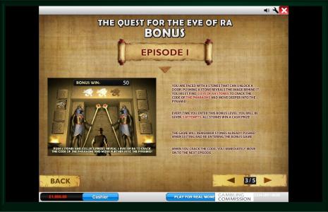 Daring Dave &amp; the Eye of Ra Slot Machine Bonus Game Screen
