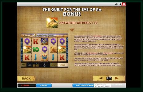 Daring Dave &amp; the Eye of Ra Slot Machine Bonus Game Screen
