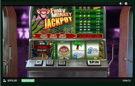 Funky Monkey Slot Machine Paytable Screen