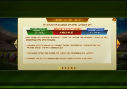 Frankie Dettori: Sporting Legends Slot Machine Sporting Legends Jackpot Screen