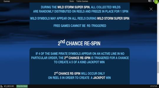 Fortunate Five Slot Machine Re-Spins Bonus Screen