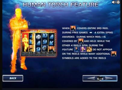 Fantastic Four Slot Machine Human Torch Feature Screen