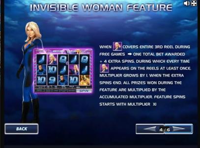 Fantastic Four Slot Machine Invisible Woman Feature Screen