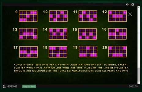 Gaelic Luck Slot Machine Paylines Screen