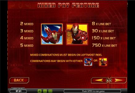 Slot Machine Mixed Pay Feature Screen