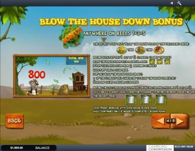 Piggies And The Wolf Slot Machine Bonus Game Screen