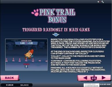 Pink Panther Slot Machine Pink Trail Bonus Feature Screen