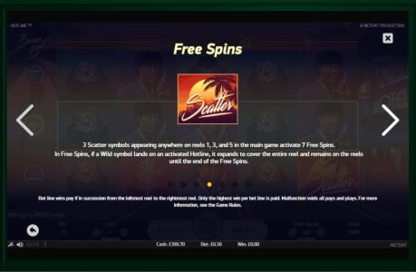 Hotline Slot Machine Free Spins Bonus Screen