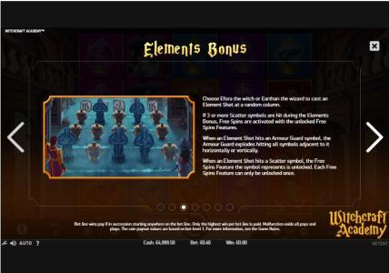 Witchcraft Academy Slot Machine Elements Bonus Screen