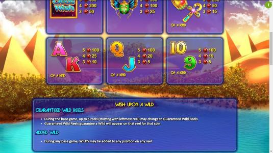 Cleos Wish Slot Machine Paytable Screen