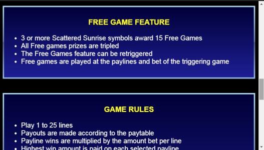 Classic Thai Sunrise Slot Machine Free Game Bonus Screen