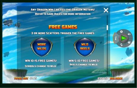 Dragon Wins Slot Machine Paytable Screen