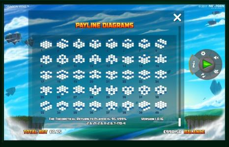 Dragon Wins Slot Machine Paylines Screen