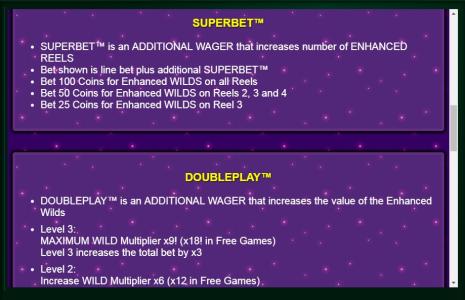 DoublePlay Super Bet Slot Machine Free Games Feature Screen