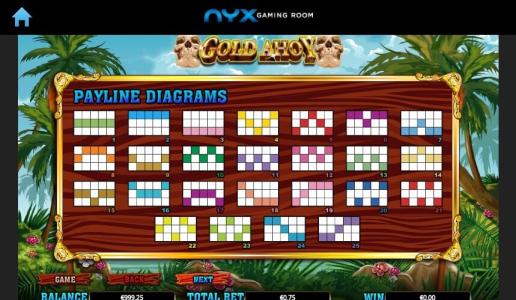 Gold Ahoy Slot Machine Paylines Screen