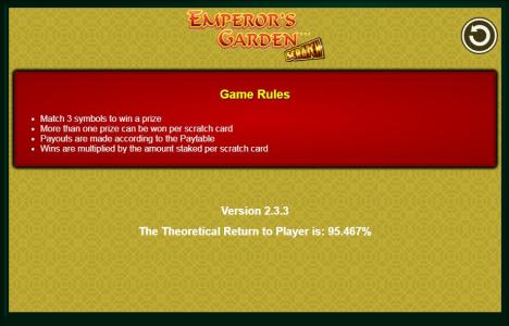 Emperor’s Garden Slot Machine Game Rules Screen