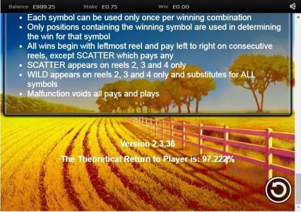 Golden Hen Slot Machine Game Rules Screen