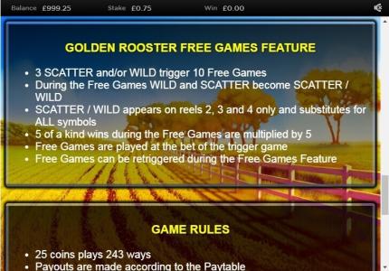 Golden Hen Slot Machine Free Games Screen