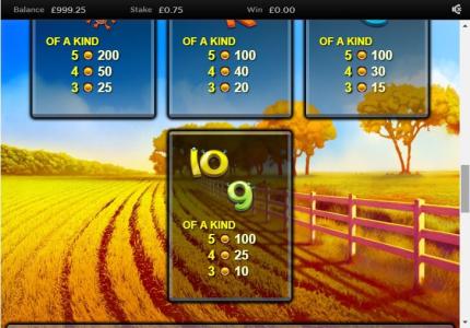 Golden Hen Slot Machine Paytable Screen