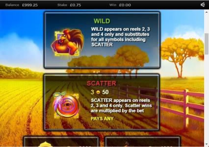Golden Hen Slot Machine Scatter Awards and Wild Symbol Screen