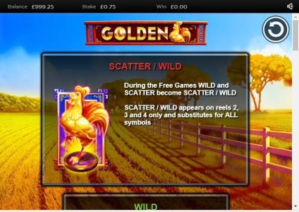 Golden Hen Slot Machine Scatter Awards and Wild Symbol Screen