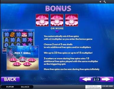 Great Blue Slot Machine Bonus Game Screen