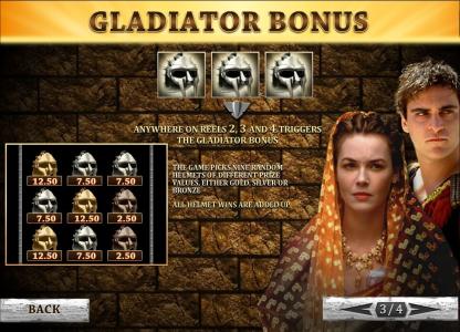 Gladiator Road to Rome Slot Machine Gladiator Bonus Feature Screen