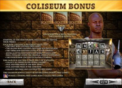 Gladiator Road to Rome Slot Machine Bonus Game Screen