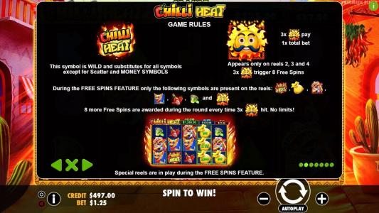 Chilli Heat Slot Machine Scatter Awards and Wild Symbol Screen