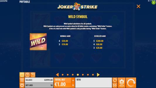 Joker Strike Slot Machine Wild Symbol Screen