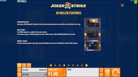 Joker Strike Slot Machine Hi Roller Features Screen