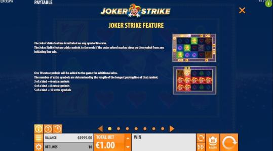 Joker Strike Slot Machine Joker Strike Feature Screen