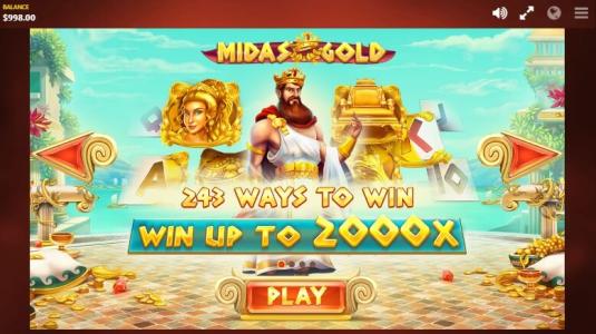 Midas Gold Slot Machine Win Information Screen