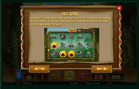 Wild Africa Slot Machine Free Spins Bonus Screen