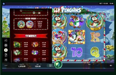 Holly Jolly Penguins Slot Machine Wild Symbol Screen