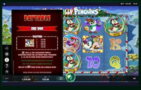 Holly Jolly Penguins Slot Machine Free Spins Bonus Screen