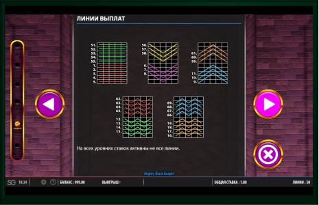 Mighty Black Knight Slot Machine Paylines Screen